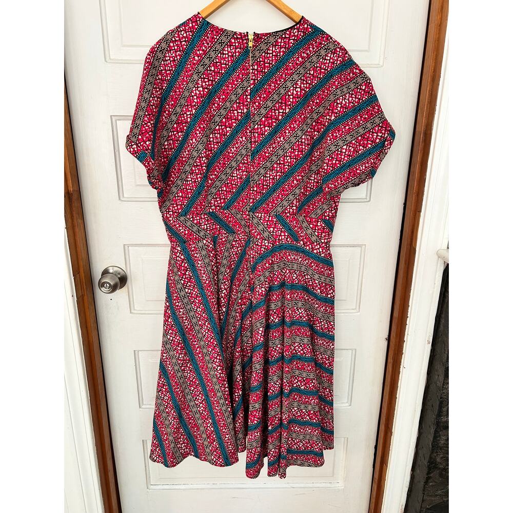 Mae Otti Dress Womens 2XL African Print Knee Length V Neck Back Zip XC Fast Ship - Picture 4 of 12